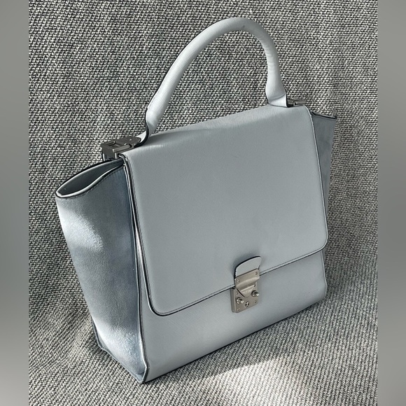 Modern Gray Trapezoid Satchel with Top Handle - Picture 15 of 16